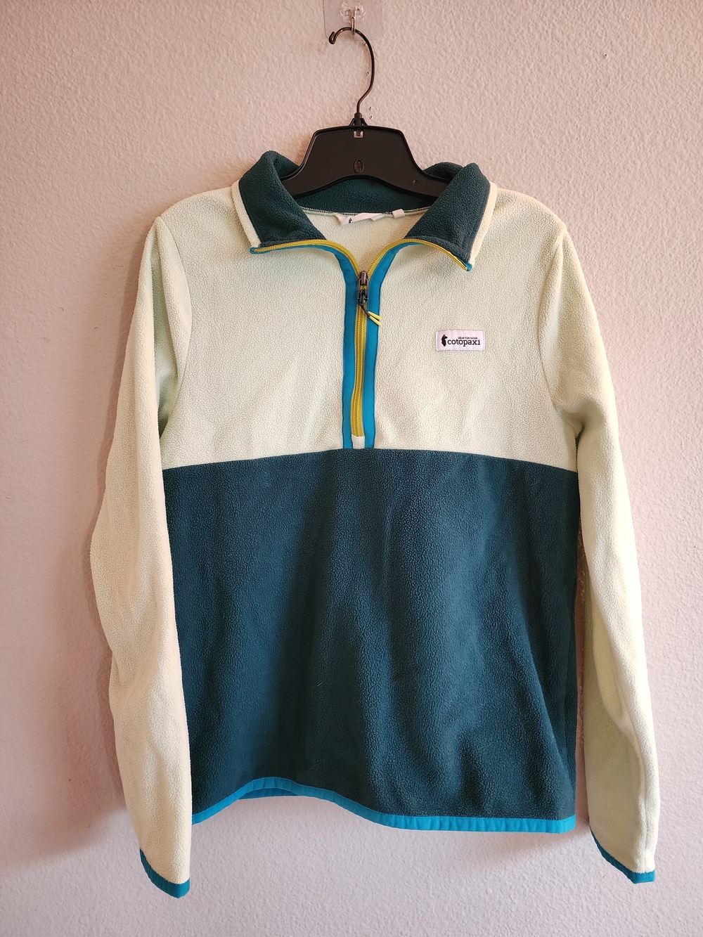 Cotopaxi Teca Fleece Pullover Half Zip Colorblock Sweater Small S Green Teal